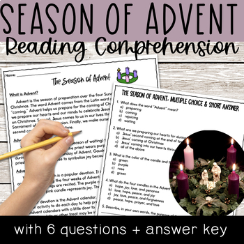 Preview of Advent Reading Comprehension Questions - Catholic Christmas Activity