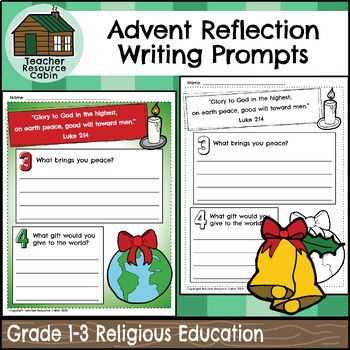 Preview of Advent Reflection 24-Day Writing Workbook (Grade 1-3 Religious Education)