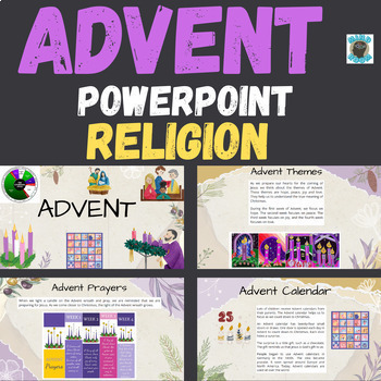 Preview of Grade 3 4 or 5  Advent Religion PowerPoint Christmas Calendar Wreath Prayers