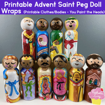 Preview of Advent Saints Peg Doll Printable Template Set (Advent Peg Doll Set)