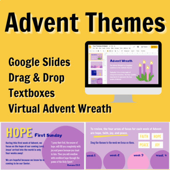 Preview of Advent Themes | Catholic | Virtual Wreath | Google Slides Digital No Prep