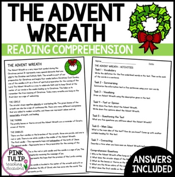Preview of Advent Wreath Christmas Comprehension - Reading Strategy Worksheet