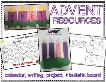 Preview of Advent Calendar, Advent Book, Advent Wreath Craft & Bulletin Board Display
