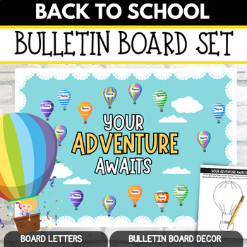 Back to School Adventure Awaits bulletin board. Required black bulletin  board paper, la…