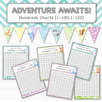 Preview of Adventure Awaits! Camping Theme- Hundreds Charts (1-100 & 1-120)