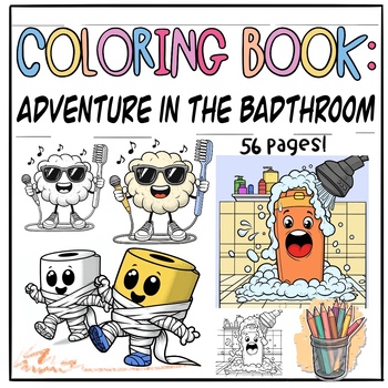 Preview of Adventure in the Bathroom Coloring Pages 56 pages for Kids