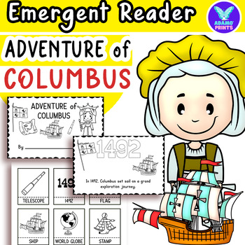 Preview of Adventure of Columbus Emergent Reader Vocab Kindergarten NO PREP Activities