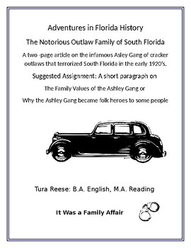 Preview of ADVENTURES in FLORIDA HISTORY : THE NOTORIOUS Outlaws of South Florida