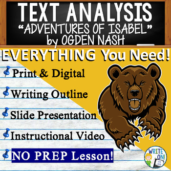 Preview of Adventures of Isabel - Text Based Evidence - Text Analysis Essay Writing Lesson