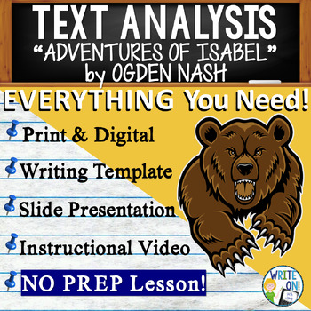 Preview of Adventures of Isabel - Text Based Evidence - Text Analysis Essay Writing Lesson