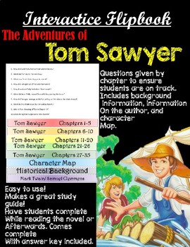 Preview of Adventures of Tom Sawyer Interactive Flip book Study Guide