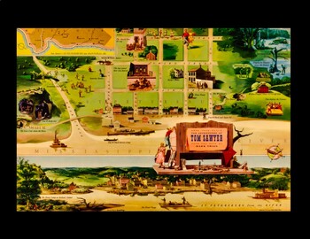 Preview of Adventures of Tom Sawyer Literary Map Digitally Remastered Poster Print