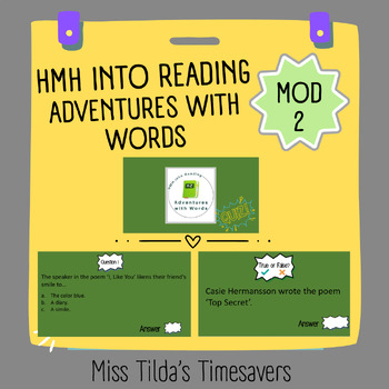 Preview of Adventures with Words Quiz - Grade 3 HMH into Reading