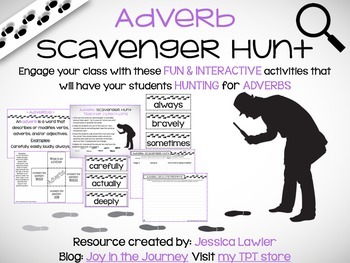 Preview of Adverb Scavenger Hunt Activity Packet