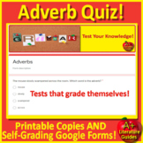 Adverb Test - Printable & SELF-GRADING GOOGLE FORM Grammar
