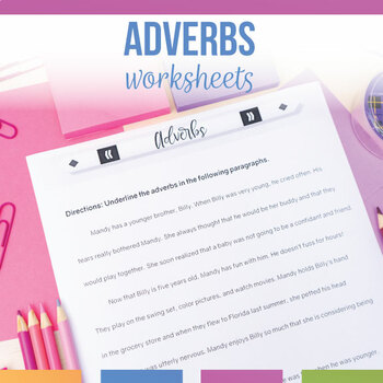 Preview of Adverb Worksheets | Adverb Practice with Scaffolded Practice