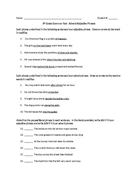 adjective and adverb phrases worksheets teaching resources tpt