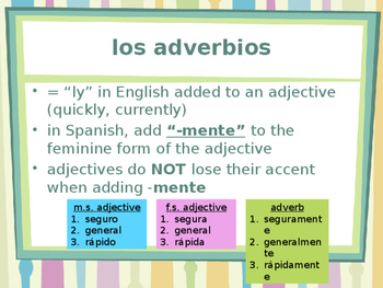 Adverbios (Spanish Adverbs) Google Slides Distance Learning by jer520 LLC