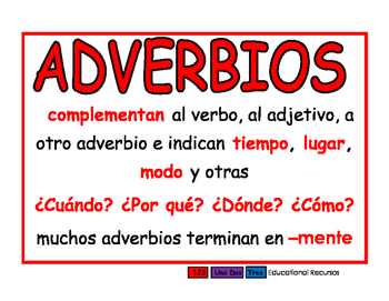 Adverbios rojo by 123UnoDos Tres Educational Recursos | TpT