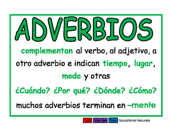 Adverbios verde by 123UnoDos Tres Educational Recursos | TpT