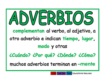 Adverbios verde by 123UnoDos Tres Educational Recursos | TPT