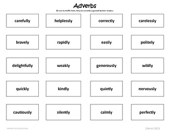 Adverbs: 3rd-4th Grade Common Core Sorting Activity by Common Core Corner