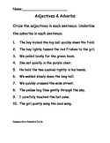 Adverbs & Adjectives Worksheet for Common Core ELA