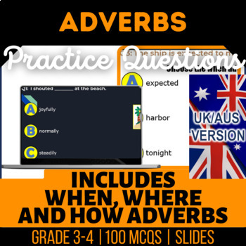 Preview of Adverbs Editable Presentations: When, Where, How UK/AUS English for Year 4-5