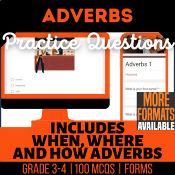 Preview of Adverbs Google Forms | When Where and How | Grade 3-4 Grammar Digital Resources