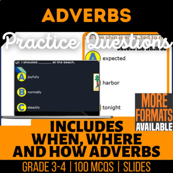 Preview of Adverbs Google Slides | When Where How | Digital Resources | Grammar Grade 3-4