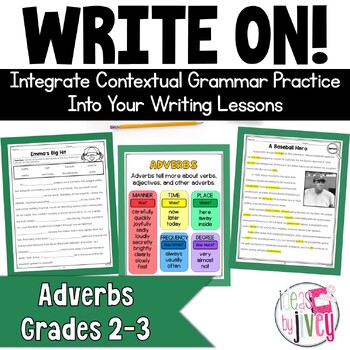 Preview of Adverbs- Grammar In Context Writing Lessons for 2nd / 3rd Grade