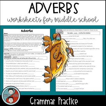 Adverbs - Grammar Worksheets by Middle School Mood Swings | TpT