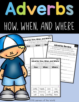 Preview of Adverbs (How, When, Where) Worksheet Common Core