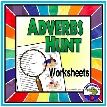 Preview of Adverbs Hunt Worksheets with Easel Activity