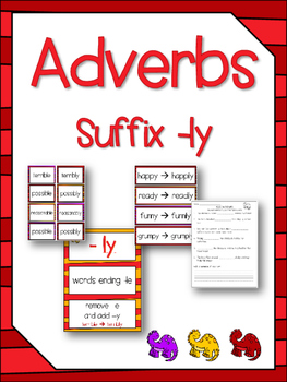Preview of Adverbs - Suffixes -ly Language Center - NO PREP - Resources & Worksheets!