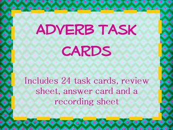 Preview of Adverbs Task Cards and Poster