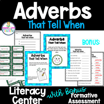 Preview of Adverbs That Tell When Hands-On Literacy | Grammar Center Activity