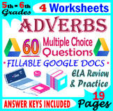 Adverbs Worksheets. Fillable Grammar Practice & Reviews. 5