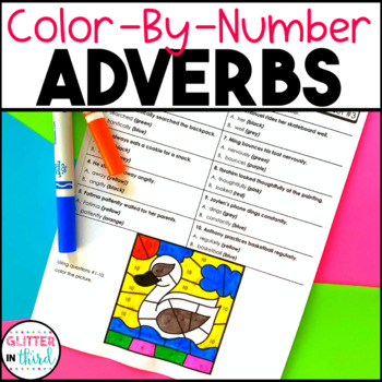 Preview of Adverbs Worksheets Grammar Activities Color By Number