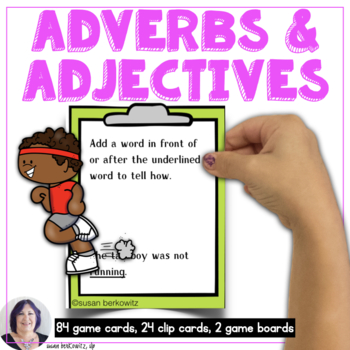 Preview of Adverbs and Adjectives 100 Game or Task Cards for Language Speech Therapy 