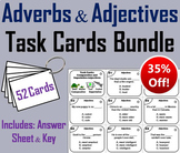 Adverbs and Adjectives Task Cards Activity Bundle 3rd 4th 