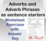 Adverbs and Adverb Phrases as Sentence Starters - Workshee