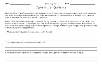 Preview of Adversity & Resilience Worksheet: Empower Through Hardship