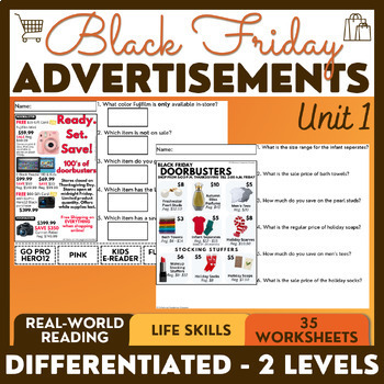 Preview of Black Friday Advertisements / Flyer Comprehension Unit 1 -  Functional Text