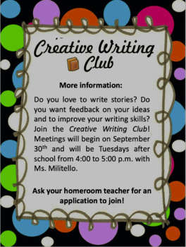 creative writing club for middle school