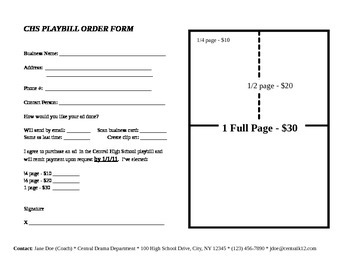 Preview of Advertisement Order Form