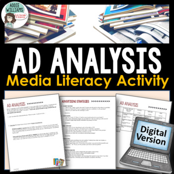 Preview of Advertising (Ad) Analysis and Media Literacy Digital Activity