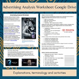 Advertising Analysis Worksheet for Google Drive