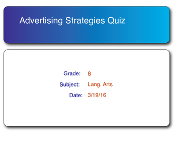 Preview of Advertising Strategies Quiz- Smart Response
