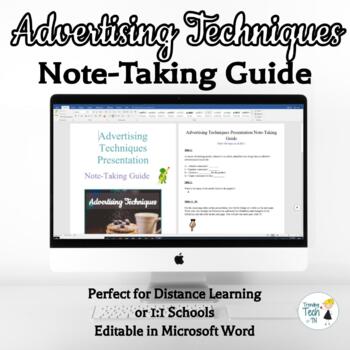 Preview of Advertising Techniques Note -Taking Guide - Online Distance Learning